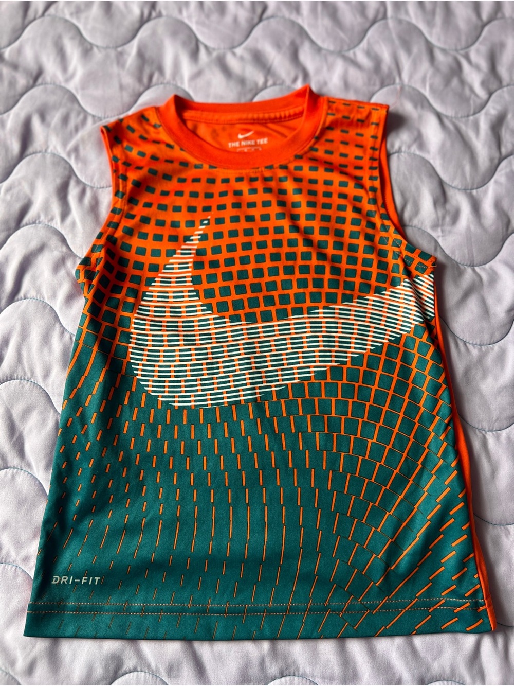 Nike Boy’s Dri-FIT Orange & Teal Sleeveless Swim/Active Tank Size 6